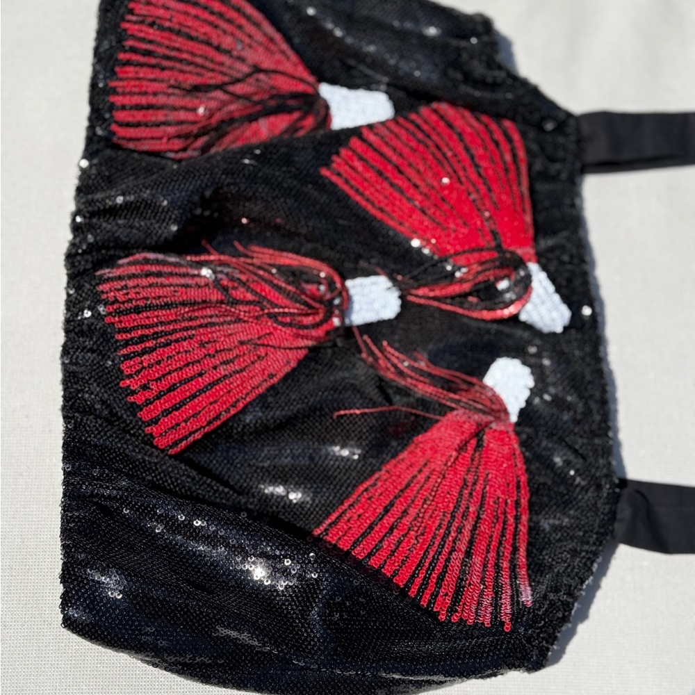QUEEN OF SPARKLES Black and Red Sequin Crop Top - Size S - Picture 13 of 16